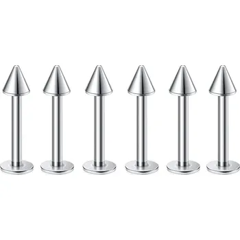 Piercing Elegantní ocelový labret piercing s hrotem | šperk 6 ks - Stříbro , 1,2x6x3mm