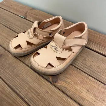 Chlapecké sandály Barefoot Pegres BF50 - kožené sandále - BIO kůže přírodní hnědá, Pegres Velikost: 32