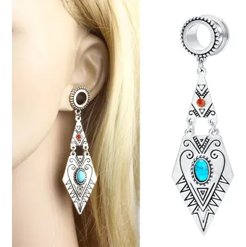 Piercing Tunely z chirurgické oceli s přívěskem 10mm | plugy do ucha 2 ks - N012 , 18mm