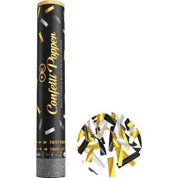 Konfeta Vystřelovací konfety, serpentýny, stříbrná, 40cm