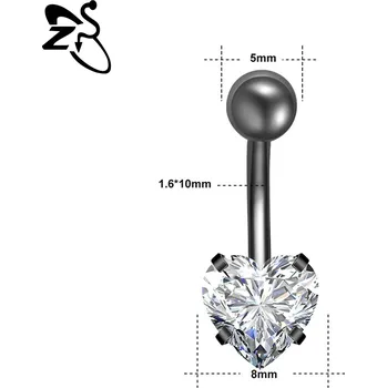 Piercing Ocelový piercing do pupíku s krystalem | tělový šperk - Styl 6 Černá , 8mm