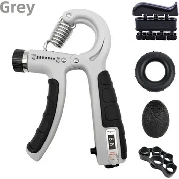 Posilovač zápěstí a prstů nastavitelný 5-60kg | expander grip - šedá 5 ks