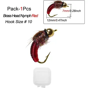 Mosazné mušky na pstruhy | rybářské nástrahy - Červená - 1 ks