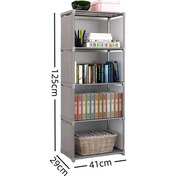 Knihovna Jednoduchý vícepatrový regál na knihy | knihovna - 5vrstvá šedá