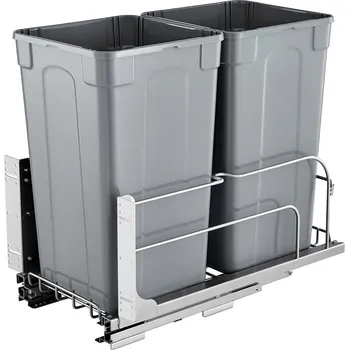 Vevor Výsuvný dvojitý odpadkový koš 27 QT×2 do kuchyňské skříňky šedý