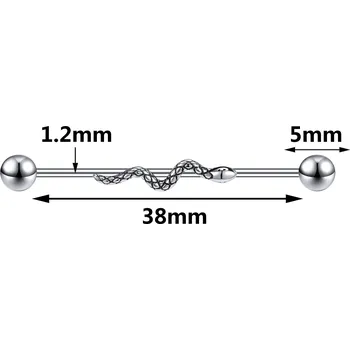 Piercing Ocelový piercing | tělový šperk - Had 2