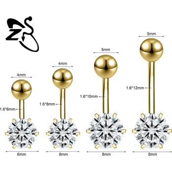 Piercing Ocelový piercing do pupíku s krystalem | tělový šperk - Styl 8 Zlatý , 8mm