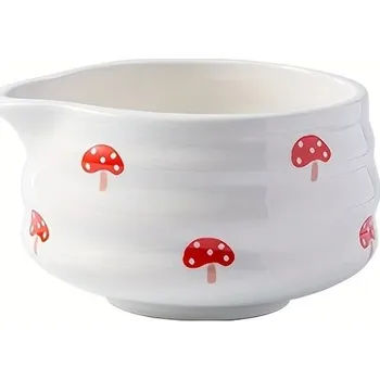 Tradiční porcelánová matcha miska s výlevkou | čajová miska - Houba