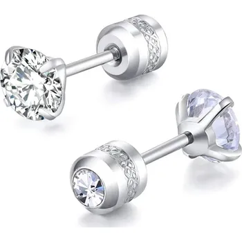 Náušnice Elegantní ocelové náušnice se zirkonem | šperk 2 ks - A-Stříbrná bílá , 7mm