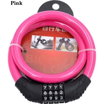 Zámek na kolo Bezpečnostní cyklo zámek s kódem | cyklistické doplňky - Růžový
