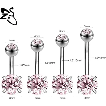 Piercing Ocelový piercing do pupíku s krystalem | tělový šperk - Styl 4 Stříbrná růžová , 12 mm