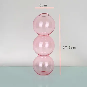 Váza Skleněná váza nordic styl | dekorace - růžová - vysoká 16 cm