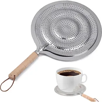 Univerzální kovový rozptylovač tepla s dřevěnou rukojetí | kuchyňská podložka