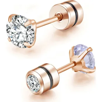 Náušnice Elegantní ocelové náušnice se zirkonem | šperk 2 ks - C-růžovo-zlatá bílá , 4mm