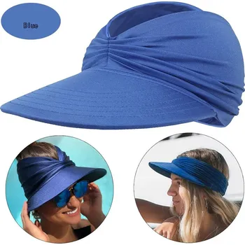 Klobouk Letní dámský klobouk sluneční clona plážová | plážový doplněk - Modrý , jedna velikost