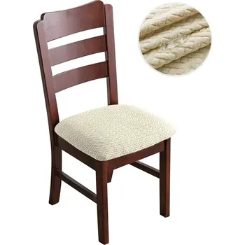 Potah na židli Voděodolný elastický potah na židli | bytový textil - Styl 2 - Krémová , 8 ks