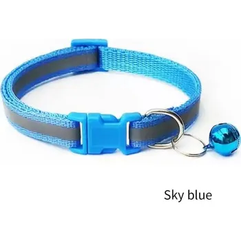 Obojek pro psa Reflexní nastavitelný obojek s rolničkou | chovatelské doplňky - Nebeská modrá , Nastavení 19-32 cm
