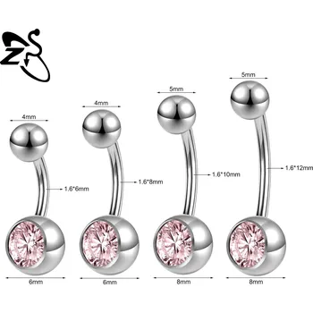 Piercing Ocelový piercing do pupíku s krystalem | tělový šperk - Styl 1 Stříbrná růžová , 8mm