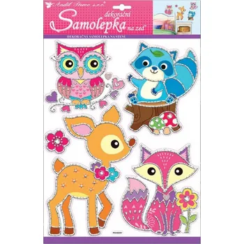 samolepka Samolepky na zeď Zvířátka s hologramovou konturou 42 x 28 cm