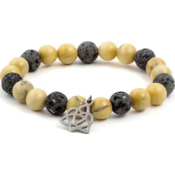 Náramek Korálkový náramek z lávového kamene a howlitu MINK107/17 Agato