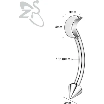 Piercing Elegantní ocelový piercing srdce a měsíc | šperk - 073 10mm