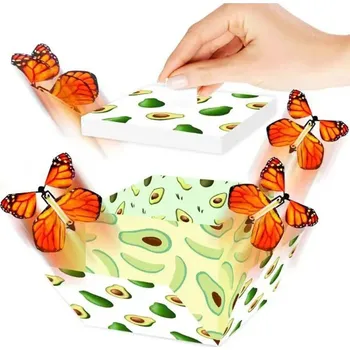 Létající motýlí dárková krabička | dárkový box, party dekorace - já , 12,5x12,5x12cm