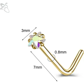 Piercing Ocelový piercing do nosu s krystaly | šperk - Styl 4 GDAB , 20G (0,8 mm)