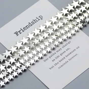 Náramek Hvězdicové hematit korálky | šperky - Platina , 10mm 48ks 1 pramen