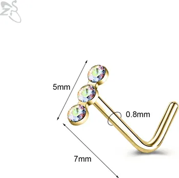 Piercing Ocelový piercing do nosu s krystaly | šperk - Styl 5 GDAB , 18G (1,0 mm)