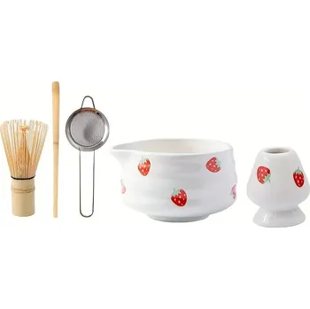Čajovna Japonská matcha sada s jahodovou miskou | čajový set - Sada 5 misek Matcha