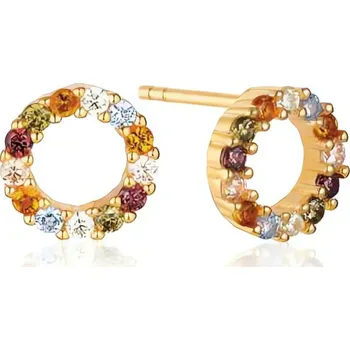 Náušnice Pozlacené náušnice s barevnými kubickými zirkony Biella SJ-E337-ACZ-YG Sif Jakobs