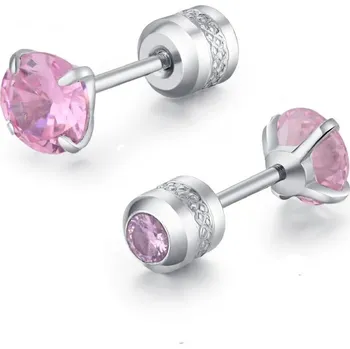 Náušnice Elegantní ocelové náušnice se zirkonem | šperk 2 ks - A-Stříbrná růžová , 2mm