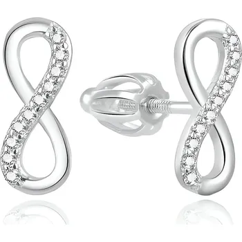 Šperk Jemné stříbrné náušnice se zirkony Nekonečno AGUP2062S Beneto