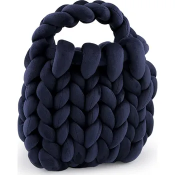 Kabelka Kabelka z velvetové příze hand made 25x22 cm, střední, 7 modrá tmavá