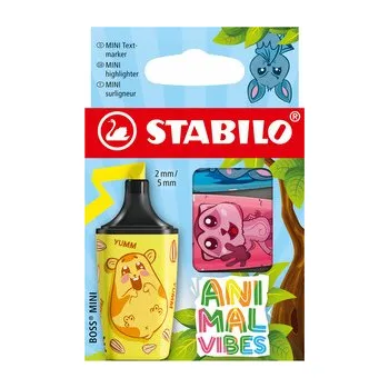 Zvýrazňovač Zvýrazňovač - STABILO BOSS MINI Animal Vibes - 3 ks sada - neonové barvy