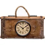 Furniture-nabytek.cz Masivní hodiny ve tvaru cihly z recyklovaného dřeva lakované 30 x 10 x 14 cm hnědé/černé