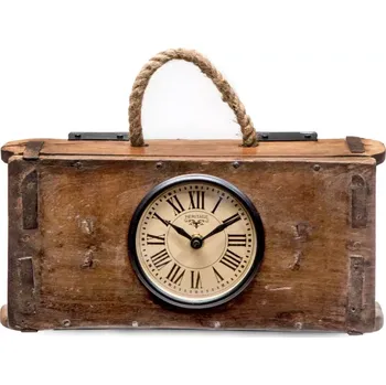 Konferenční stolek Furniture-nabytek.cz Masivní hodiny ve tvaru cihly z recyklovaného dřeva lakované 30 x 10 x 14 cm hnědé/černé