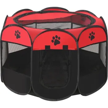 klec pro psa Skládací ohrádka pro psy a kočky | chovatelské doplňky - červený , 73x73x43cm