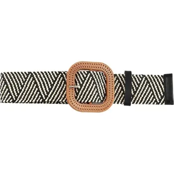 Opasek Letní boho pletený pásek do pasu | dámský opasek, módní doplněk - Černobílý - Styl 2