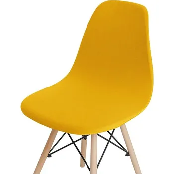Potah na židli Elastický potah na jídelní židli | bytový textil - Jednobarevná žlutá , 1 kus