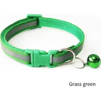 Obojek pro psa Reflexní nastavitelný obojek s rolničkou | chovatelské doplňky - Trávová zelená , Nastavení 19-32 cm