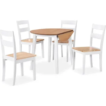 Jídelní set Jídelní set 5 kusů, MDF a kaučukovníkové dřevo, bílý IM_274943