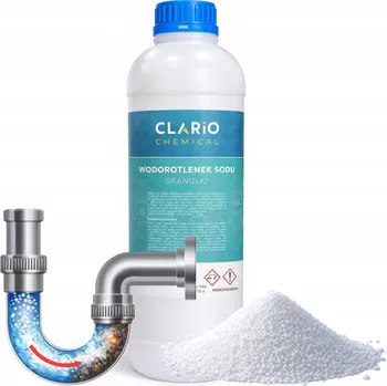 Čistič odpadu Louh Sodný Hydroxid sodný granulovaný Clario Chemical na čištění odpadů 1kg 1000g
