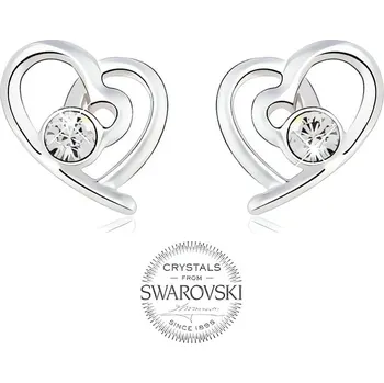 Módní doplněk Romantické náušnice Srdíčka s čirými krystaly Levien