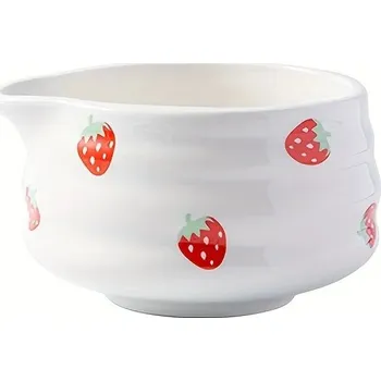 Tradiční porcelánová matcha miska s výlevkou | čajová miska - Jahoda