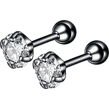 Náušnice Elegantní ocelové náušnice se zirkonem | šperk 2 ks - D-Černá Bílá , 4mm