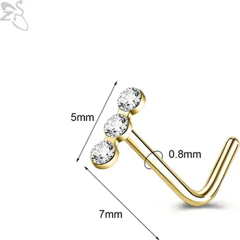 Piercing Ocelový piercing do nosu s krystaly | šperk - Styl 5 GDWH , 18G (1,0 mm)