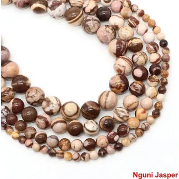 Náramek Korálky z přírodního kamene 4–10 mm | šperky - Nguni Jasper , 4mm 85-92 ks