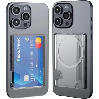 Peněženka Stylová magnetická peněženka na iPhone | držák karet - Průhledná černá