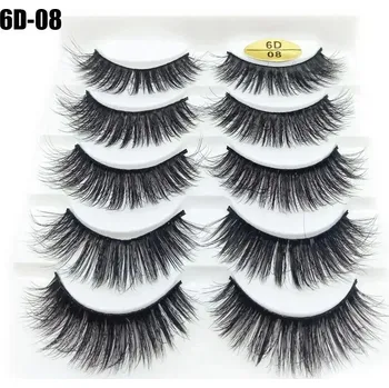 Přírodní 3d umělé řasy | kosmetické doplňky 10 ks - 6D-08